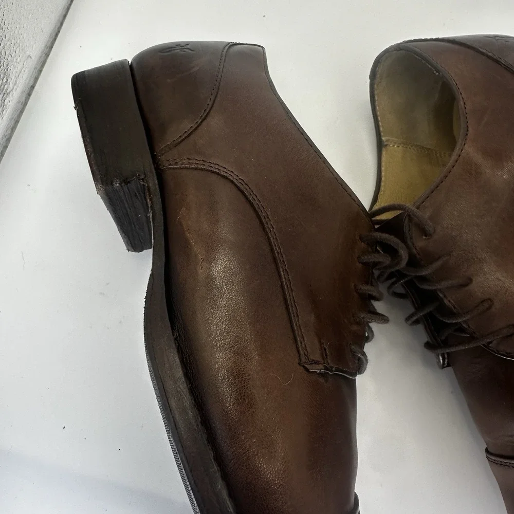 Frye Mens Dress Shoes 10B‎ Brown Leather Cap Toe Bowery Derby Academia Classic